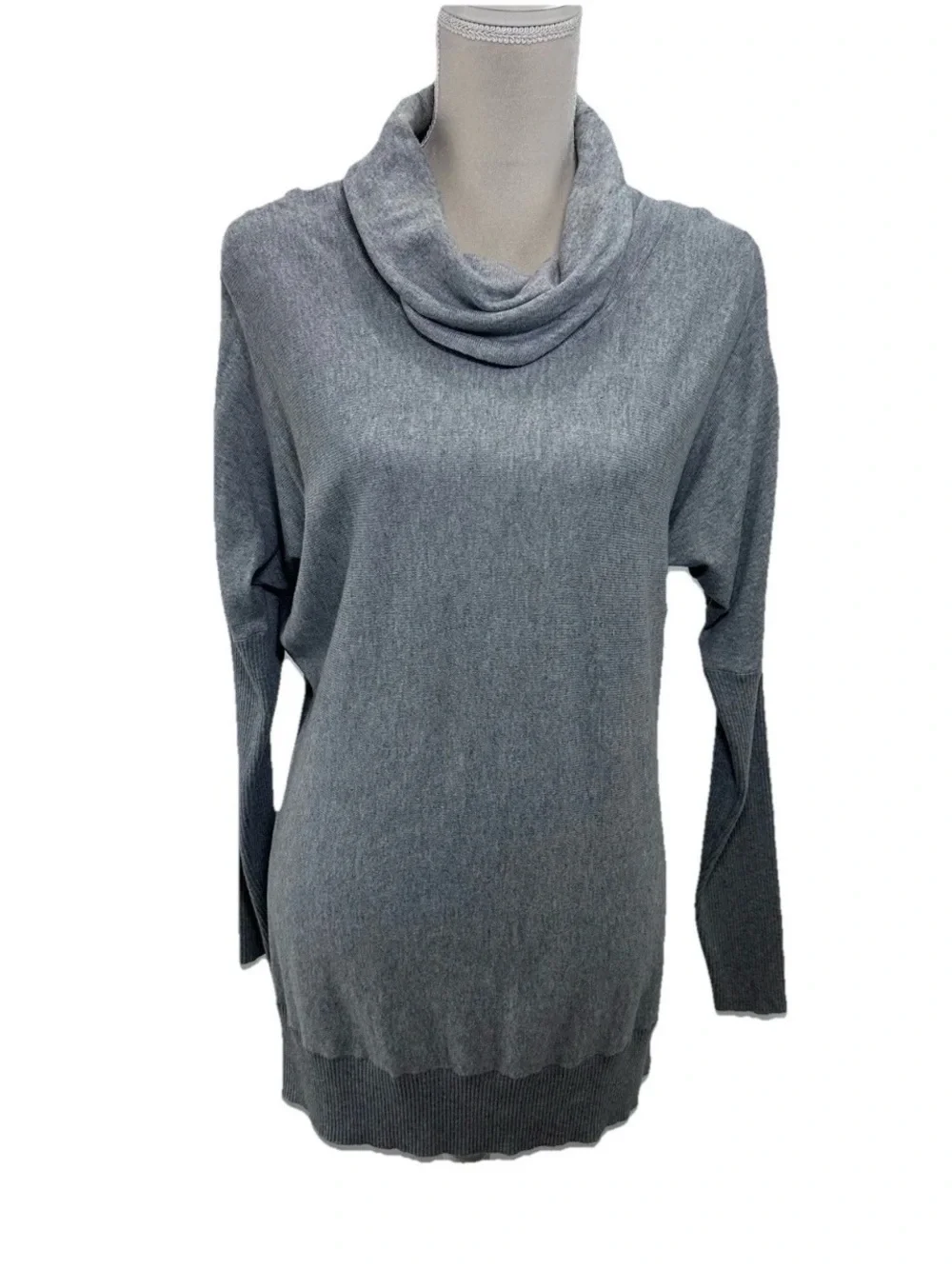 Michael Kors Heather Gray Cowl Neck Tunic Sweater Zipper Sleeves